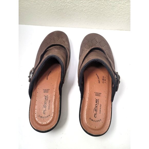 Flexus By Spring Step Anatomic Brown Nubuck Clogs With Adjustable Strap Women's - Picture 4 of 9